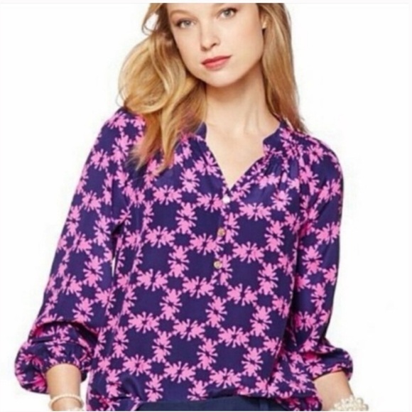 Lilly Pulitzer Elsa top Get Hoppy silk - Picture 1 of 8